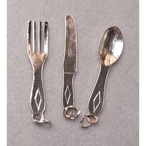 Vintage Sterling Fork Spoon Knife Charm Set